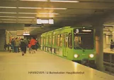 Postcard: Hannover tram line 3 with articulated tram 6002 at Hauptbahnhof (1980)
