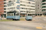 Postcard: Helsingborg tram line 5 with railcar 34 at S:T Jörgens Plads (1966)