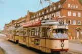 Postcard: Kiel tram line 4 with railcar 241 at Fähre Holtenau (1984)