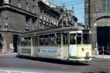 Postcard: Kraków tram line 5 with articulated tram 116 near Teatr Bagatela (1991)