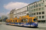 Postcard: Linz tram line 1 with articulated tram 68 at Donaubrücke (1997)