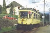 Postcard: Linz tram line 50 with railcar XI near Bruckneruniversität (1990)