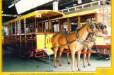 Postcard: Lisbon open horse tram 100 in Museu da Carris (2000)