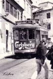 Postcard: Lisbon tram line 12E with railcar 572 on Rua São Tomé (1985)
