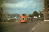 Postcard: London tram line 26 with bilevel rail car 1763 on Albert Embankment (1949)