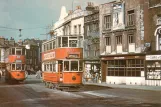 Postcard: London tram line 68 near Greenwich Church (1949)