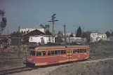 Postcard: Los Angeles railcar 5028 near Downtown Los Angeles (1940)