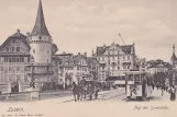 Postcard: Lucerne tram line 1 on Seebrücke (1899)