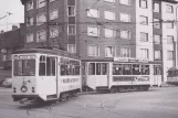 Postcard: Mainz tram line 52 with railcar 100 in the intersection Kreyßigstraße/Kaiser-Karl-Ring (1954)