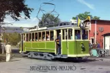 Postcard: Malmö Museum line with museum tram 20 on Banérskajen (1987)