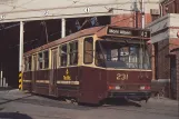 Postcard: Melbourne railcar 231 in front of Kew tram depot (1991)