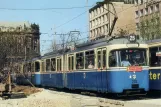 Postcard: Munich tram line 25 with articulated tram 202 near Stachhus (1968)