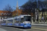 Postcard: Munich tram line 27 with low-floor articulated tram 2103 on Am Nockherberg (1996)