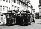 Postcard: Naumburg (Saale) tourist line 4 with railcar 10 on Markt (1950)