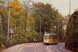 Postcard: Neuchâtel tram line 3 with railcar 81 on Rue de l'Ecluse (1970)