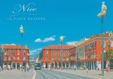 Postcard: Nice tram line 1 on Place Massena (2008)
