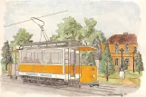 Postcard: Norrköping museum tram 1 outside Karl Johans Park (1984)