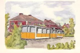 Postcard: Norrköping tram line 3 on Bergslagsgatan (1944-1946)