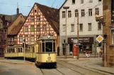 Postcard: Nuremberg tram line 1 with railcar 910 on Grüner Markt (1981)