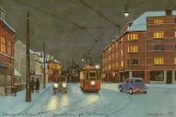 Postcard: Odense Skibhuslinie with railcar 12 on Skibhusvej (1937)