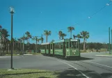 Postcard: Orlando Grand Cypress Resort with railcar 1245 outside Service area and carbarn (1985)