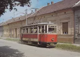 Postcard: Osijek tram line 2 with railcar 14 on Europska avenija (1970)