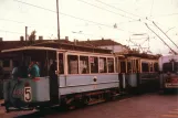 Postcard: Oslo tram line 5 with sidecar 488 in the intersection Kierschows gate/Tåsenveien (1965-1967)
