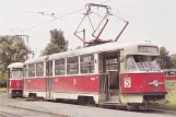 Postcard: Plzeň tram line 1 with railcar 154 at Bory (1979)