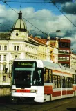Postcard: Prague extra line 4 with low-floor articulated tram 9101 at Palackého Most (1998)