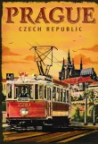 Postcard: Prague museum line 41 with railcar 2210 on Mánesův most (2022)