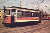 Postcard: Prague railcar 608 in front of the depot Vozovna Střešovise (1945-1949)