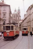 Postcard: Prague tram line 7 with railcar 351 on Štefánikova (1960)