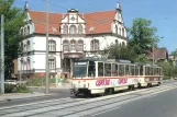 Postcard: Rostock extra line 4 with railcar 617 on Wilhelm-Külz-Platz (1991)