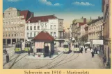 Postcard: Schwerin tram line 2 at Marienplatz (1910)