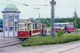 Postcard: Skjoldenæsholm standard gauge with railcar 12 in front of The tram museum (1998)