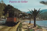 Postcard: Sóller tram line with railcar 2 in Puerto de Soller (1963)