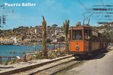 Postcard: Sóller tram line with railcar 4 in Puerto de Sóller (1963)