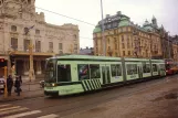Postcard: Stockholm Djurgårdslinjen 7N with low-floor articulated tram 9451 in front of Kungliga Dramatiska Teatern (1994)