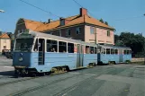Postcard: Stockholm tram line 12 Nockebybanan with sidecar 637 near Ålstensgatan (1983)