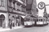 Postcard: Ulm tram line 4 with railcar 11 on Frauenstraße (1950)