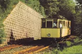 Postcard: Wuppertal Barmer Bergbahn with railcar Barmer Bergbahn 5 near Toelleturm (1958)
