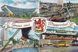 Postcard: Wuppertal  Stadtbad - Stadtmitte - Schwebebahn - Alter Markt. (1960)