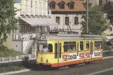 Postcard: Würzburg tram line 4 with articulated tram 81 near Neue Kongreßzentrum (1986)