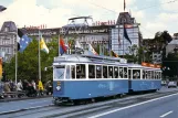 Postcard: Zürich tram line 11 with railcar 1408 on Quaibrücke (1974)