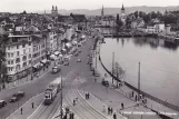Postcard: Zürich tram line 15 on Limmatquai (1950)