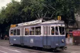 Postcard: Zürich tram line 6 with railcar 1383 on Gessnerallee (1985)
