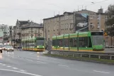 Poznań tram line 14 with low-floor articulated tram 510 on Głogowska (2009)