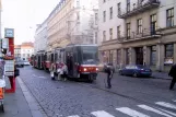 Prague tram line 14 with railcar 8639 at Lazarská (2005)
