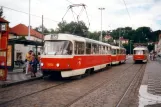 Prague tram line 18 with railcar 7093 at Malostranská (2001)