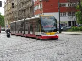 Prague tram line 20 with low-floor articulated tram 9347 at Újezd (2024)